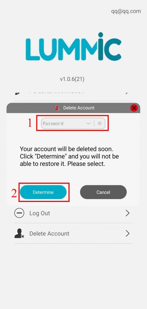 Step 3 to remove account